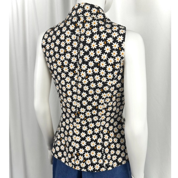 Vintage 2000’s ‘Sinequanone Paris’ Black and White Daisy Floral Vest - S/M - Picture 6 of 8
